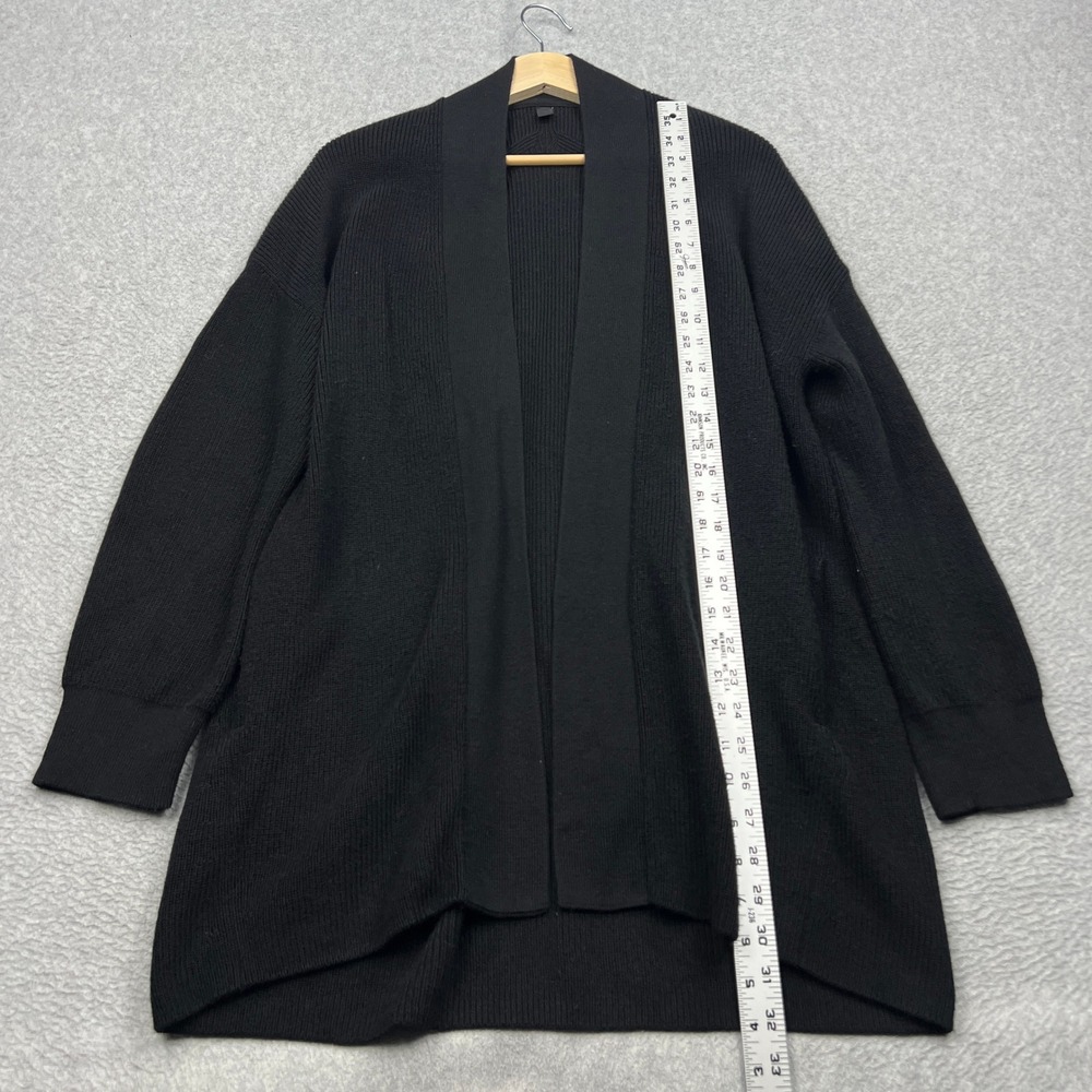 Lululemon Merino Wool-Blend Ribbed Long Wrap Sweater Womens 8 Black Cardi W3GKBS - Picture 4 of 10